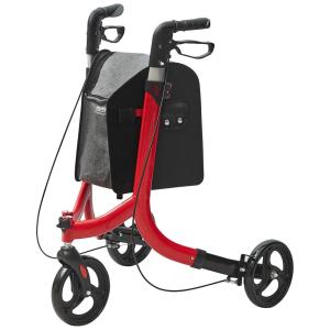 Andador Dobrável para Idosos, com 3 Rodas e Alça Ajustável, Vevor, Vermelho
