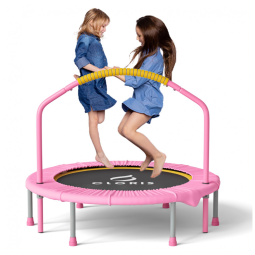 Cama Elástica Infantil Dobrável com Alça de Espuma Ajustável e Capa Acolchoada de Segurança, CLORIS, Rosa