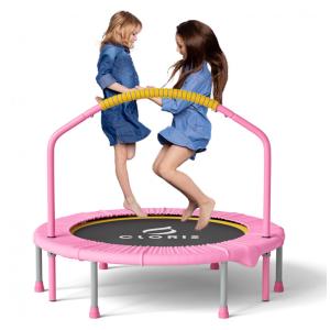 Cama Elástica Infantil Dobrável com Alça de Espuma Ajustável e Capa Acolchoada de Segurança, CLORIS, Rosa