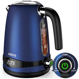 Chaleira Elétrica de 1.7L com Tela LED e 7 Configurações, 1100W, 110v, GREECHO EK01, Azul