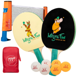 Kit de Ping Pong com Mesa Portátil, 2 Raquetes, 3 Bolas e Estojo Compacto, INTEGRAFUN, Preto