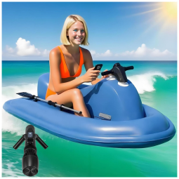 Scooter Subaquática Elétrica vnmudzeo Azul com Motor Brushless 700W, Controle Remoto 10 Velocidades, Manete Rotativo Removível