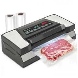 Seladora a Vácuo Automática para Alimentos Secos e Úmidos com Controle Digital e Cortador, 110V 170W, Magic Mill VS5181, Preta