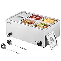 Aquecedor de Alimentos VEVOR BM113416 5 Cubas Inox Banho-Maria 22,7L Buffet 1200W 110V