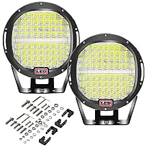 Farol de Milha LED Off Road com 35000 Lúmens e Luz Branca a Prova dÁgua IP68 12V 24V, 384W, 2Un, LightsGoGo, Prata
