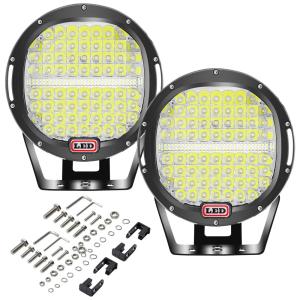 Farol de Milha LED Off Road com 35000 Lúmens e Luz Branca a Prova dÁgua IP68 12V 24V, 384W, 2Un, LightsGoGo, Prata