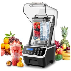 Liquidificador Comercial Profissional WaterElfo 2200W 1,5 Litros Prata/Cinza: Potência Silenciosa para Smoothies, Bebidas Geladas