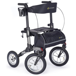 Andador para Idosos e Adultos com 4 Rodas, Assento e Freios, até 136 Quilos, COMODITÀ, Cinza Metálico