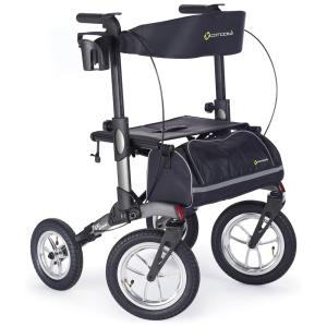 Andador para Idosos e Adultos com 4 Rodas, Assento e Freios, até 136 Quilos, COMODITÀ, Cinza Metálico