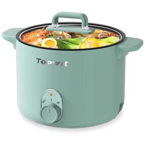 Panela Elétrica Multifuncional 1,5 Litros com Controle de Potência Dupla e Proteção Contra Superaquecimento, 110V 600W, Topwit, Verde