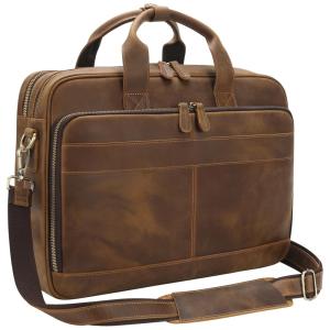 JackChris Bolsa, Pasta de Couro para Laptop Masculino