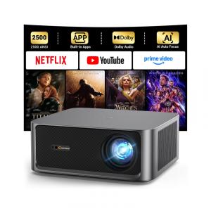 Projetor 4K HAPPRUN Preto 2500 ANSI WiFi 6 Bluetooth KC7 PRO