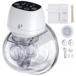 Bomba Tira Leite Elétrica com Tela Digital, Bateria de Longa Duração, 3 Modos e 9 Níveis de Sucção, 2Un Tamanho de 19 a 25mm, ASAHINA S12