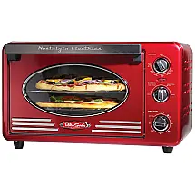 Forno Elétrico de Bancada Retro com 6 Níveis de Temperatura e Temporizador, 1500W, 110v, NOSTALGIA SS1511TW 4700, Vermelho