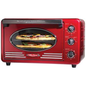 Forno Elétrico de Bancada Retro com 6 Níveis de Temperatura e Temporizador, 1500W, 110v, NOSTALGIA SS1511TW 4700, Vermelho