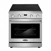 Fogão elétrico 30 cm Cosmo inox escovado mesa vitrocerâmica 4 queimadores forno com convecção 136 L 220V