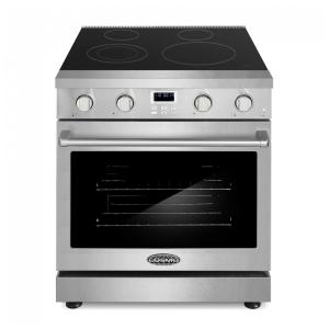 Fogão elétrico 30 cm Cosmo inox escovado mesa vitrocerâmica 4 queimadores forno com convecção 136 L 220V