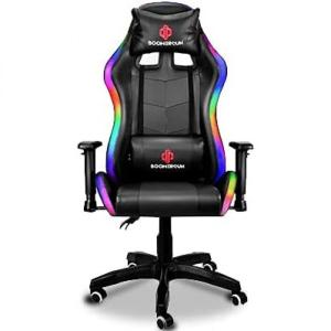 Boomersun Cadeira Gamer Ergonômica Ajustável com Apoio para a Lombar, Preta