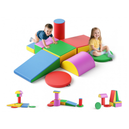 Blocos de Espuma Lischwert para Bebês, Conjunto de 9 Peças com Almofada, Brinquedos de Escalada Coloridos para Crianças a Partir de 1 Ano.