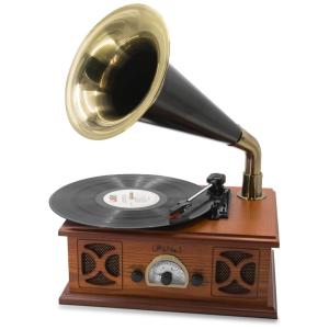 LPNO.1 Vintage Toca Discos Gramofone com BT 4.0 Integrado USB Rádio AM, FM, LPNO.1 LPSC 014 Brown, Marrom Claro