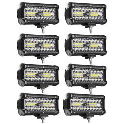 Farol de Milha LED Off Road 24000 LM 120W para Caminhonete Jeep ATV UTV SUV, Turboo, 8 Unidades