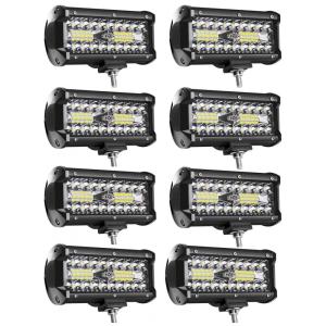 Farol de Milha LED Off Road 24000 LM 120W para Caminhonete Jeep ATV UTV SUV, Turboo, 8 Unidades