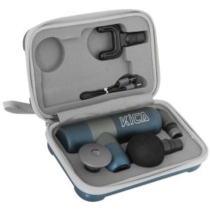 Massageador Pistola Elétrico Profissional Sem Fio 6 Acessórios, KICA, Azul