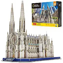 Quebra Cabeças 3D Arquitetura Vaticano e Bsilica de São Pedro para Crianças e Adultos, 101 Peças, CUBICFUN DS0997h, Branco