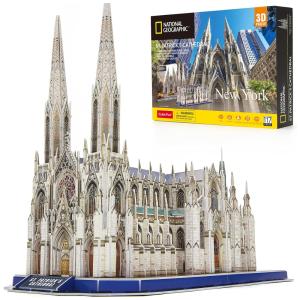 Quebra Cabeças 3D Arquitetura Vaticano e Bsilica de São Pedro para Crianças e Adultos, 101 Peças, CUBICFUN DS0997h, Branco