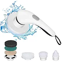 Escova Elétrica Rotativa 360 sem Fio com 2 Velocidades a Prova d IPX7 com 4 Acessórios, Branca, 110v, HAFFYCE JW022, Branco