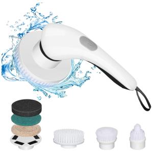 Escova Elétrica Rotativa 360 sem Fio com 2 Velocidades a Prova d IPX7 com 4 Acessórios, Branca, 110v, HAFFYCE JW022, Branco