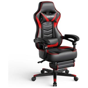 Cadeira Gamer YOURLITEAMZ, Couro PU, Ergonômico,Reclinável, 360 Graus, Preto, Vermelho