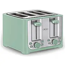Torradeira Elétrica 4 Fatias com 6 Níveis de Tostagem em Aço Inoxidável, 220V 1500W, BELLA, Verde