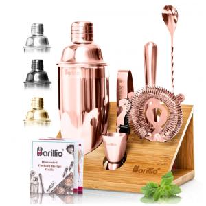 Kit Bn Profissional 7 Peças em Aço Inoxidável com Suporte de Bambu, BARILLIO, Rosa