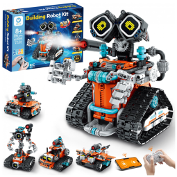 Kit de robô STEM Sillbird 5 em 1 596 peças com controle remoto CA-B902 para Crianças a partir de 8 Anos - Brinquedo Educativo Programável