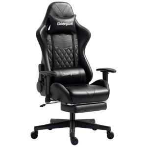 Darkecho Cadeira Gamer Ergonômica Reclinável e Giratória com Apoio Lombar e Cabeça, Preta