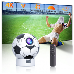 Projetor com WiFi e Bluetooth, Suporte Portátil para Projeção Externa, Android 11, Foco Eletrônico Automático e Correção de Keystone