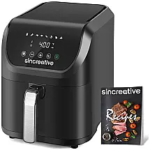 Fritadeira Elétrica AirFryer 8 em 1 5L com Painel Digital e Cesto Antiaderente, 110V 1500W, Sincreative, Preta