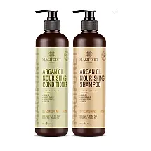 Shampoo e Condicionador Óleo de Argan Filtro Solar Protetor Para Homens e Mulheres 500ml, MAGIFORET, Marrom Escuro