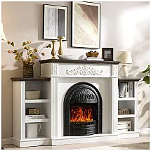 Lareira Elétrica SOOWERY 196x115cm 1400W Rack TV90 Farmhouse Portátil 110V