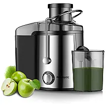 Centrífuga Espremedor de Frutas e Legumes Inox 600W HOMELEADER Prateada, 220V