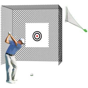 Rede de Treino Golfe de 3m x 3m x 3m com 1 Pano de Alvo e Bolsa de Transporte para Ambientes Internos e Externos, Oftest, Preta