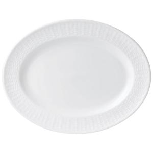 Prato Oval de Porcelana com Borda Detalhada, Ideal para Servir, Wedgwood, Branco