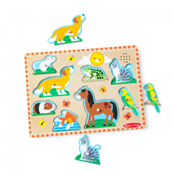 Quebra Cabeça Infantil de Madeira com Efeitos Sonoros de Animais de Estimação e 8 Peças para Crianças Acima de 2 Anos, Melissa & Doug
