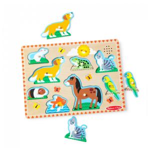 Quebra Cabeça Infantil de Madeira com Efeitos Sonoros de Animais de Estimação e 8 Peças para Crianças Acima de 2 Anos, Melissa & Doug
