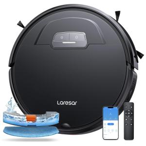 Aspirador Robô e Esfregão com Sucção Potente de 4500Pa, Reforço Automático de Carpete, Controle Remoto, por APP e Voz, 110V, Laresar Evol3