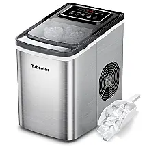 Máquina de Gelo Automática Portátil até 11 kg de Gelo em 24h, 110v, TOBEELEC AM488639 US, Prateado
