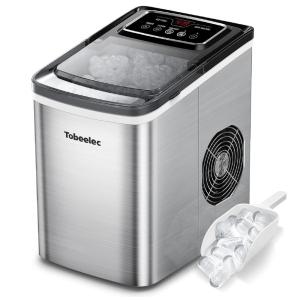 Máquina de Gelo Automática Portátil até 11 kg de Gelo em 24h, 110v, TOBEELEC AM488639 US, Prateado