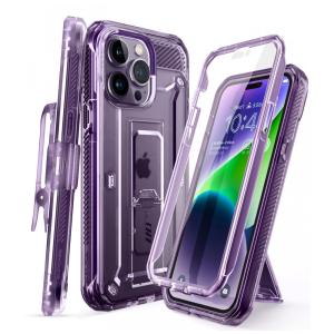 Capa para Iphone 14 Pro Max com Protetor de Tela Embutido e Clipe de Cinto, SUPCASE, Roxa