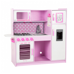 Cozinha Infantil em Madeira com Forno, Fogão, Micro-Ondas, Pia e Geladeira com Dispensador de Gelo, Melissa Doug, Rosa